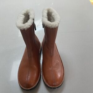 Polo Sport Brown Leather Winter Shearling Boots Size 7.5